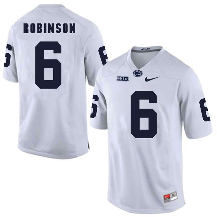 Penn State Nittany Lions #6 Andre Robinson White College Football Jersey